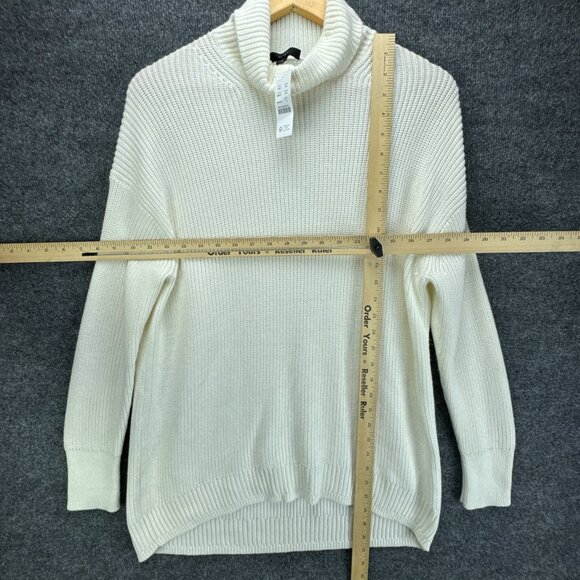 J Crew Sweater Womens Small Pullover Ivory Turtleneck Cotton Cashmere Relaxed - Picture 11 of 14